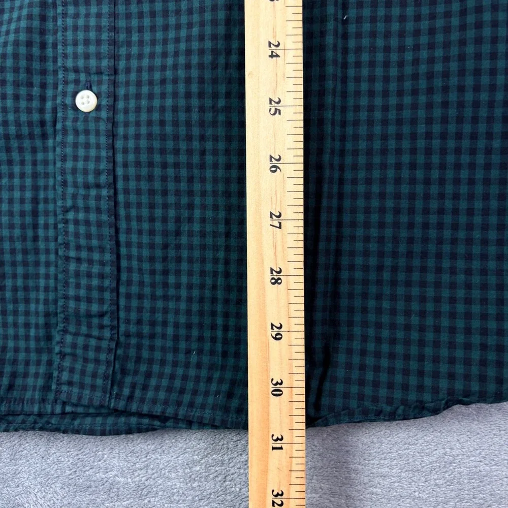 J. Crew XL Green Gingham Secret Wash Button Down Shirt Classic Fit Preppy Office